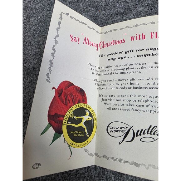 Vtg Christmas Dudleys Flowers Advertising Brochure & School Briefs Request Card - Picture 2 of 10